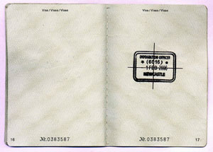 Muhannad Zidan - Passportstamp February 2006, Newcastle